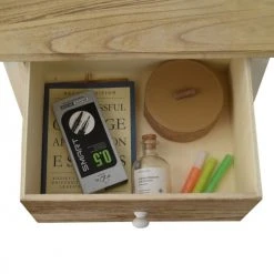 Mobili Rebecca Tables De Chevet Table De Chevet Avec 3 Tiroirs En Bois Naturel Et Blanc -Surmatelas Soldes Magasin table de chevet avec 3 tiroirs en bois naturel et blanc 3