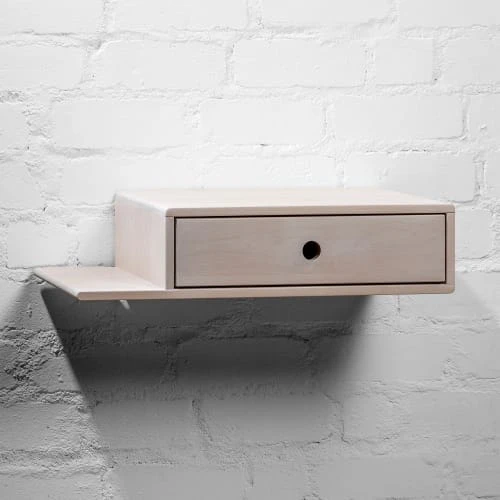 WOODEK Tables De Chevet Table De Chevet Avec étagère Sur Le Côté Gauche En Bouleau Blanc 5 WOODEK Tables De Chevet Table De Chevet Avec étagère Sur Le Côté Gauche En Bouleau Blanc – Image 3