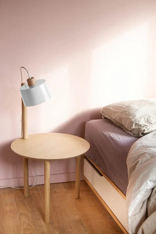 DIZY Design Tables De Chevet Table De Chevet Avec Lampe En Chêne Et Métal Blanc 5 DIZY Design Tables De Chevet Table De Chevet Avec Lampe En Chêne Et Métal Blanc – Image 3