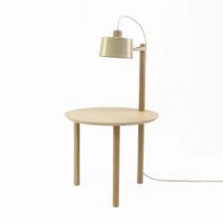 DIZY Design Tables De Chevet Table De Chevet Avec Lampe En Chêne Et Métal Vert -Surmatelas Soldes Magasin table de chevet avec lampe en chene et metal laiton 13