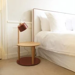 DIZY Design Tables De Chevet Table De Chevet Avec Lampe En Chêne Et Métal Terracotta 9 DIZY Design Tables De Chevet Table De Chevet Avec Lampe En Chêne Et Métal Terracotta -Surmatelas Soldes Magasin table de chevet avec lampe en chene et metal terracotta 7