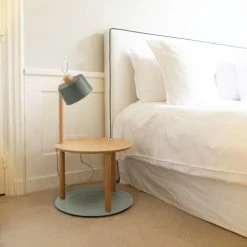 DIZY Design Tables De Chevet Table De Chevet Avec Lampe En Chêne Et Métal Vert 10 DIZY Design Tables De Chevet Table De Chevet Avec Lampe En Chêne Et Métal Vert -Surmatelas Soldes Magasin table de chevet avec lampe en chene et metal vert 2