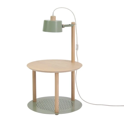 DIZY Design Tables De Chevet Table De Chevet Avec Lampe En Chêne Et Métal Vert 3 DIZY Design Tables De Chevet Table De Chevet Avec Lampe En Chêne Et Métal Vert