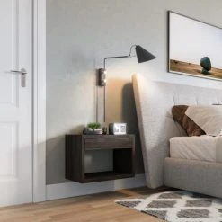 WOODEK Tables De Chevet Table De Chevet Avec Tiroir En Hêtre Noir Grand -Surmatelas Soldes Magasin table de chevet avec tiroir en hetre noir grand 1