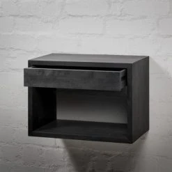 WOODEK Tables De Chevet Table De Chevet Avec Tiroir En Hêtre Noir Grand -Surmatelas Soldes Magasin table de chevet avec tiroir en hetre noir grand 5