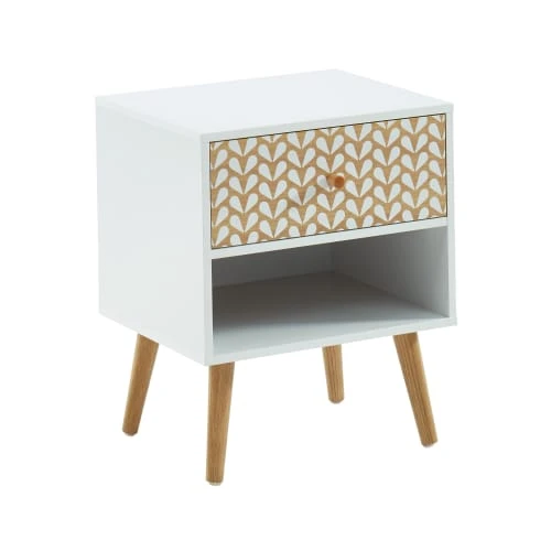 Baita Tables De Chevet Table De Chevet Blanc Et Effet Chêne 1 Tiroir 40cm 5 Baita Tables De Chevet Table De Chevet Blanc Et Effet Chêne 1 Tiroir 40cm – Image 3