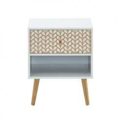 Baita Tables De Chevet Table De Chevet Blanc Et Effet Chêne 1 Tiroir 40cm