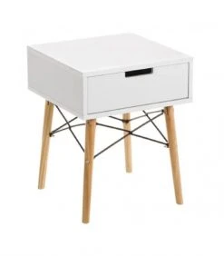 Wadiga Tables De Chevet Table De Chevet Blanche Et Bois Style Scandinave