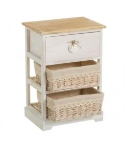 Wadiga Tables De Chevet Table De Chevet Bois 1 Tiroir + 2 Paniers -Surmatelas Soldes Magasin table de chevet bois 1 tiroir 2 paniers 1