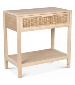 Wadiga Tables De Chevet Table De Chevet Bois 1 Tiroir Cannage Rotin L55cm
