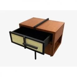 Artecosy Tables De Chevet Table De Chevet Bois Et Métal Noyer -Surmatelas Soldes Magasin table de chevet bois et metal noyer 1