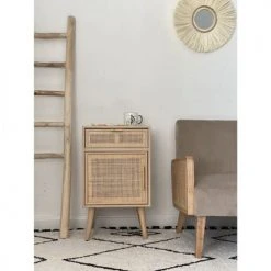 Wadiga Tables De Chevet Table De Chevet Bois Et Rotin -Surmatelas Soldes Magasin table de chevet bois et rotin 4