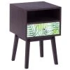 Beliani Tables De Chevet Table De Chevet Bois Foncé Avec Motif Floral -Surmatelas Soldes Magasin table de chevet bois fonce avec motif floral