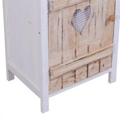 Mobili Rebecca Tables De Chevet Table De Chevet Coeurs Avec 1 Porte En Bois Blanc Et Beige -Surmatelas Soldes Magasin table de chevet coeurs avec 1 porte en bois blanc et beige 5