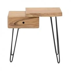 Terre De Nuit Tables De Chevet Table De Chevet Côté Droit 1 Tiroir 1 Plateau Bois Foncé Naturel -Surmatelas Soldes Magasin table de chevet cote droit 1 tiroir 1 plateau bois fonce naturel 1