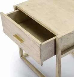 Thai Natura Tables De Chevet Table De Chevet Cubique En Bois Couleur Beige Clair Et Doré -Surmatelas Soldes Magasin table de chevet cubique en bois couleur beige clair et dore 3