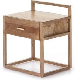 Thai Natura Tables De Chevet Table De Chevet En Bois Beige Et Gris 50x40x60 -Surmatelas Soldes Magasin table de chevet cubique en bois couleur clair et dore 6