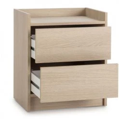 HOMN Tables De Chevet Table De Chevet De 2 Tiroirs, Couleur Chêne -Surmatelas Soldes Magasin table de chevet de 2 tiroirs couleur chene 2
