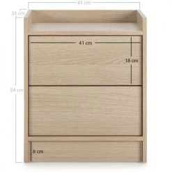 HOMN Tables De Chevet Table De Chevet De 2 Tiroirs, Couleur Chêne -Surmatelas Soldes Magasin table de chevet de 2 tiroirs couleur chene 3