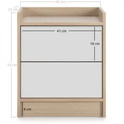HOMN Tables De Chevet Table De Chevet De 2 Tiroirs, Couleur Chêne/blanc -Surmatelas Soldes Magasin table de chevet de 2 tiroirs couleur chene blanc 2