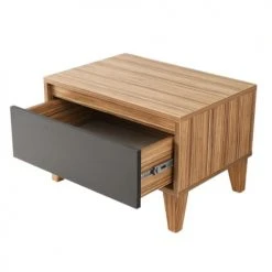 Toilinux Tables De Chevet Table De Chevet Design Effet Bois Avec 1 Tiroir Gris