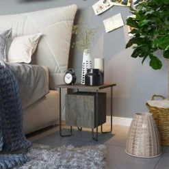 Toilinux Tables De Chevet Table De Chevet Design Marron -Surmatelas Soldes Magasin table de chevet design marron 1