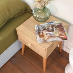 Homifab Tables De Chevet Table De Chevet Effet Chêne Avec 1 Tiroir -Surmatelas Soldes Magasin table de chevet effet chene avec 1 tiroir 2