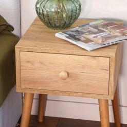 Homifab Tables De Chevet Table De Chevet Effet Chêne Avec 1 Tiroir -Surmatelas Soldes Magasin table de chevet effet chene avec 1 tiroir 3