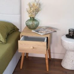 Homifab Tables De Chevet Table De Chevet Effet Chêne Avec 1 Tiroir -Surmatelas Soldes Magasin table de chevet effet chene avec 1 tiroir 4