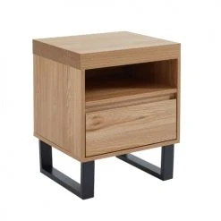 Baita Tables De Chevet Table De Chevet Effet Chêne Pieds En Métal Noir