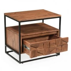 Oviala Tables De Chevet Table De Chevet En Acacia Massif -Surmatelas Soldes Magasin table de chevet en acacia massif 2