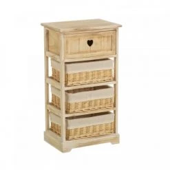 Wadiga Tables De Chevet Table De Chevet En Bois 1 Tiroir + 3 Paniers 40x29x73cm
