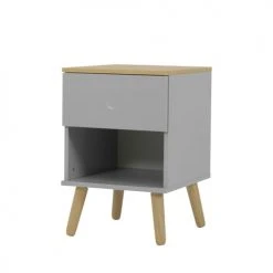 Tenzo Tables De Chevet Table De Chevet En Bois 1 Tiroir Gris Clair -Surmatelas Soldes Magasin table de chevet en bois 1 tiroir gris clair 2