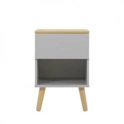 Tenzo Tables De Chevet Table De Chevet En Bois 1 Tiroir Gris Clair