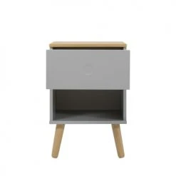 Tenzo Tables De Chevet Table De Chevet En Bois 1 Tiroir Gris Clair -Surmatelas Soldes Magasin table de chevet en bois 1 tiroir gris clair 4