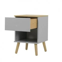 Tenzo Tables De Chevet Table De Chevet En Bois 1 Tiroir Gris Clair -Surmatelas Soldes Magasin table de chevet en bois 1 tiroir gris clair 5