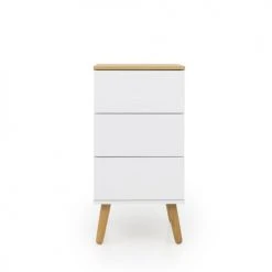 Tenzo Tables De Chevet Table De Chevet En Bois 3 Tiroirs Blanc