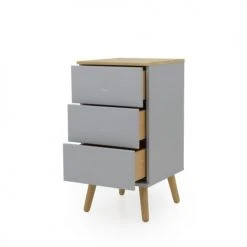 Tenzo Tables De Chevet Table De Chevet En Bois 3 Tiroirs Gris Clair -Surmatelas Soldes Magasin table de chevet en bois 3 tiroirs gris clair 5