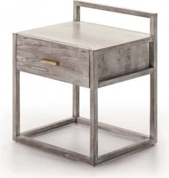 Thai Natura Tables De Chevet Table De Chevet En Bois Beige Et Gris 50x40x60