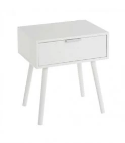 Wadiga Tables De Chevet Table De Chevet En Bois Blanc 1 Tiroir