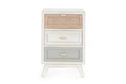 Hellin Tables De Chevet Table De Chevet En Bois Blanc 3 Tiroirs Style Bord De Mer
