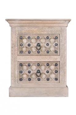 GINER Y COLOMER Tables De Chevet Table De Chevet En Bois De Manguier Naturel Avec Détails En Bronze