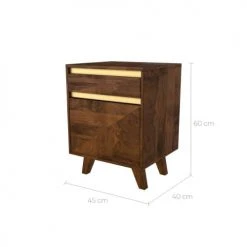 Rendez Vous Déco Tables De Chevet Table De Chevet En Bois Détails Dorés, 1 Tiroir Et 1 Porte -Surmatelas Soldes Magasin table de chevet en bois details dores 1 tiroir et 1 porte 2