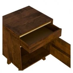 Rendez Vous Déco Tables De Chevet Table De Chevet En Bois Détails Dorés, 1 Tiroir Et 1 Porte -Surmatelas Soldes Magasin table de chevet en bois details dores 1 tiroir et 1 porte 3