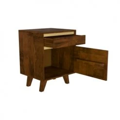 Rendez Vous Déco Tables De Chevet Table De Chevet En Bois Détails Dorés, 1 Tiroir Et 1 Porte -Surmatelas Soldes Magasin table de chevet en bois details dores 1 tiroir et 1 porte 5