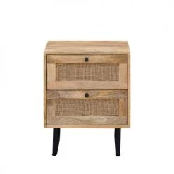 Drawer Tables De Chevet Table De Chevet En Bois Et Cannage Bois