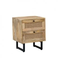 Drawer Tables De Chevet Table De Chevet En Bois Et Cannage Bois -Surmatelas Soldes Magasin table de chevet en bois et cannage bois 3