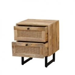 Drawer Tables De Chevet Table De Chevet En Bois Et Cannage Bois -Surmatelas Soldes Magasin table de chevet en bois et cannage bois 4
