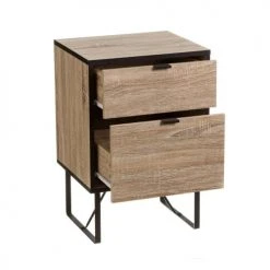 Wadiga Tables De Chevet Table De Chevet En Bois Et Métal Noir 2 Tiroirs -Surmatelas Soldes Magasin table de chevet en bois et metal noir 2 tiroirs 1