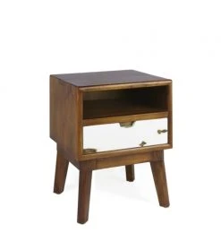 MOYCOR Tables De Chevet Table De Chevet En Bois Marron Et Tiroir Blanc L 45 Cm